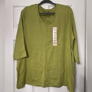 St. John's Bay Lime Green V-Neck Top